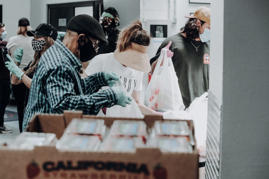 a group of employees taking part in an volunteer program