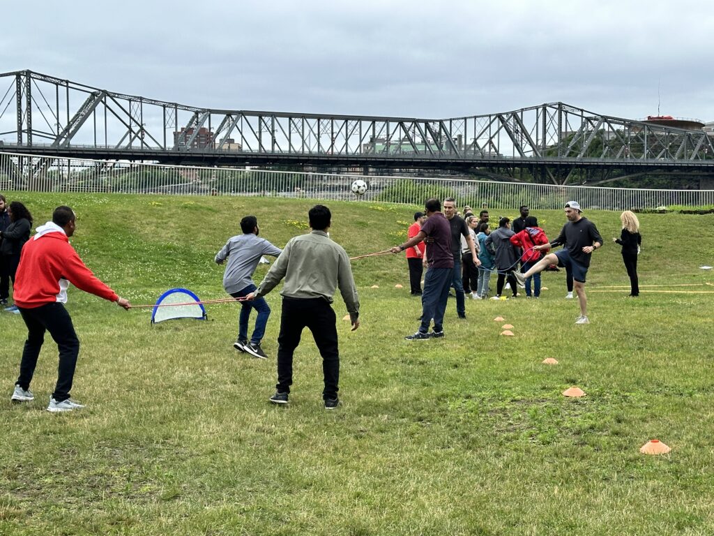 team playing games outdoors
