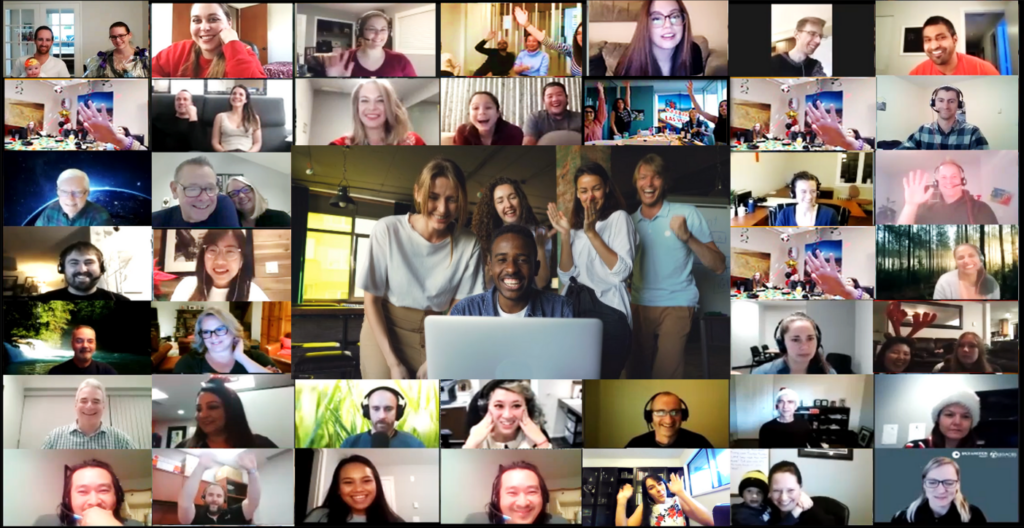 people smiling on a computer screen